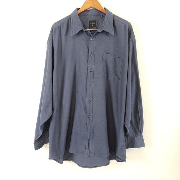 e-Luxe Evergreen Softwear SIZE XXL Navy Blue Mens Long Sleeve Button Down Shirt - Picture 1 of 7